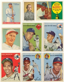 1910-1991 Topps and Assorted Brands Multi-Sports Collection (65) Including Hall of Famers